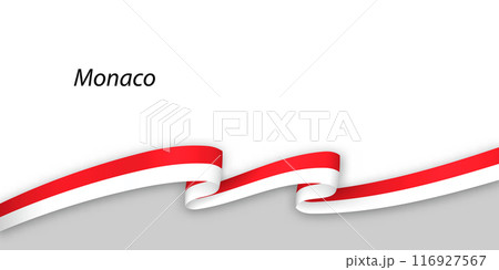 3d ribbon with national flag Monaco isolated on white background 116927567