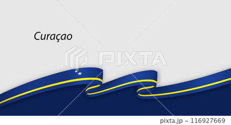 3d ribbon with national flag Curacao isolated on white background 116927669