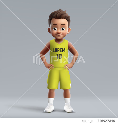 3d cartoon young basketball player in Utah kit. 116927840