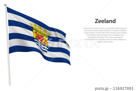 Isolated waving flag of Zeeland is a province Netherlands 116927891