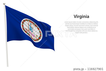 Isolated waving flag of Virginia is a state United States Isolated waving flag of Virginia is a state United States 116927901