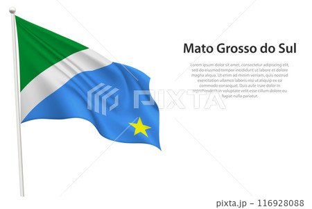 Isolated waving flag of Mato Grosso do Sul is a state Brazil Isolated waving flag of Mato Grosso do Sul is a state Brazil 116928088