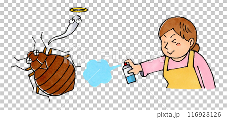 家庭主婦使用殺蟲劑消滅臭蟲 116928126