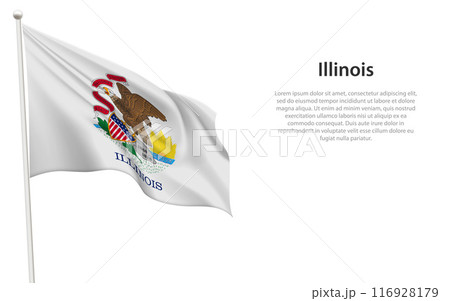 Isolated waving flag of Illinois is a state United States Isolated waving flag of Illinois is a state United States 116928179