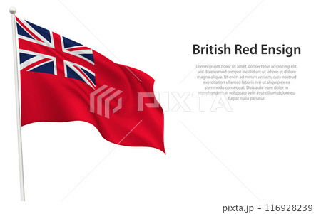 British Red Ensign Flag Waving on a White Background 116928239