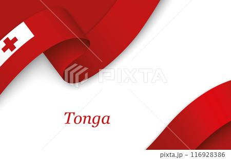 Ribbon with fllag of Tonga on white background 116928386