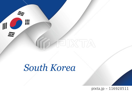 Ribbon with fllag of South Korea on white background 116928511