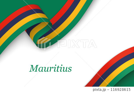 Ribbon with fllag of Mauritius on white background 116928615