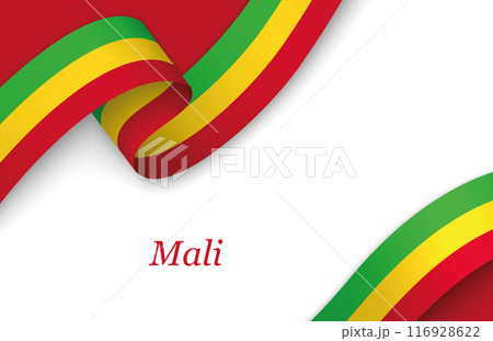 Ribbon with fllag of Mali on white background Ribbon with fllag of Mali on white background 116928622