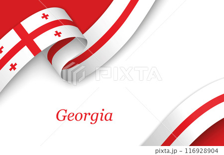 Ribbon with fllag of Georgia on white background 116928904