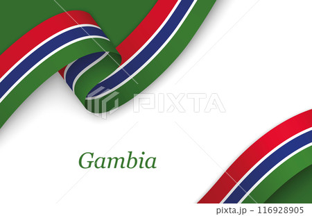 Ribbon with fllag of Gambia on white background 116928905