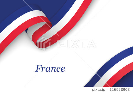 Ribbon with fllag of France on white background 116928908