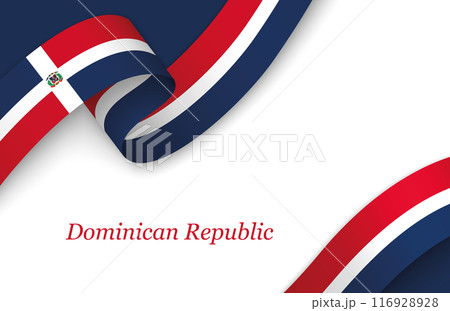 Ribbon with fllag of Dominican Republic on white background 116928928