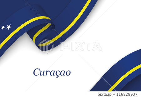 Ribbon with fllag of Curacao on white background 116928937