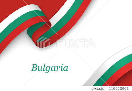 Ribbon with fllag of Bulgaria on white background Ribbon with fllag of Bulgaria on white background 116928961