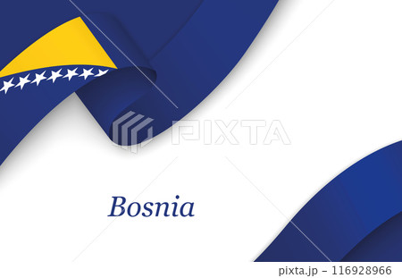 Ribbon with fllag of Bosnia on white background 116928966