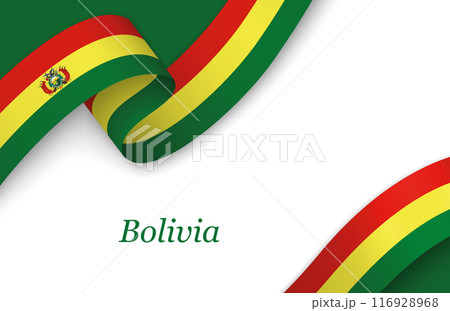 Ribbon with fllag of Bolivia on white background Ribbon with fllag of Bolivia on white background 116928968