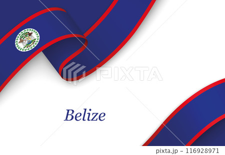 Ribbon with fllag of Belize on white background 116928971