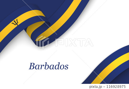 Ribbon with fllag of Barbados on white background 116928975