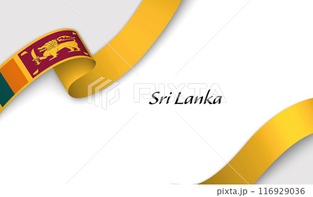 Curved ribbon with fllag of Sri Lanka on white background Curved ribbon with fllag of Sri Lanka on white background 116929036