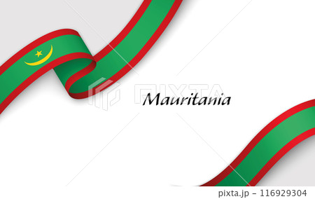 Curved ribbon with fllag of Mauritania on white background 116929304