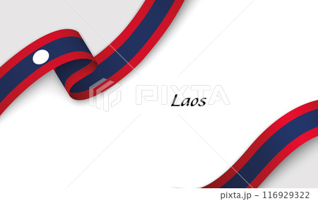 Curved ribbon with fllag of Laos on white background Curved ribbon with fllag of Laos on white background 116929322