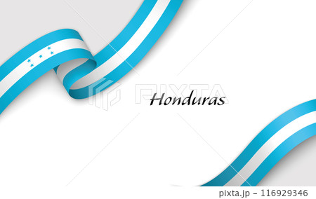 Curved ribbon with fllag of Honduras on white background 116929346