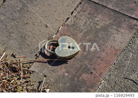 恋人たちが愛を誓ったハートの南京錠 116929493