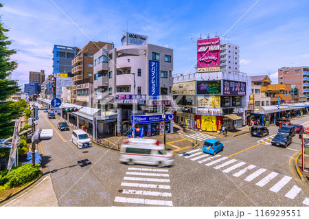 日本の相模原都市景観　7月。JR横浜線　淵野辺駅前などを望む＝7月21日　 116929551