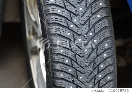 winter tire car with shallow depth of field winter tire car with shallow depth of field 116929726