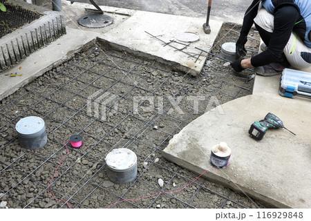 電動ドリル　インパクト　下水工事　メッシュ筋 116929848