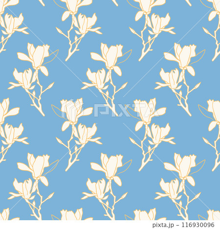 Spring Blossom Floral Hand Drawn Seamless Pattern Spring Blossom Floral Hand Drawn Seamless Pattern 116930096