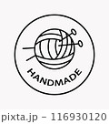 Handmade Yarn Knitting Logo. Knitted Ball Badge 116930120