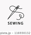 Sewing Logo Design Needle and Thread Badge 116930132