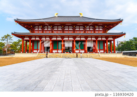 【奈良県】鮮やかな朱色が綺麗な興福寺の中金堂 【奈良県】鮮やかな朱色が綺麗な興福寺の中金堂 116930420