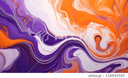 紫とオレンジのマーブル模様テクスチャー背景のイラスト素材