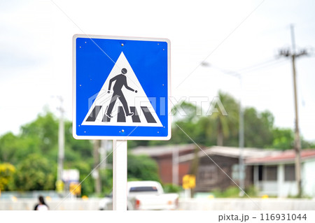 Zebra cross sign beside the road at Thailand. Clipping Path. Zebra cross sign beside the road at Thailand. Clipping Path. 116931044