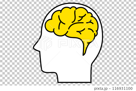 人の横顔アイコン、論理的に考える人、脳みそ 116931100