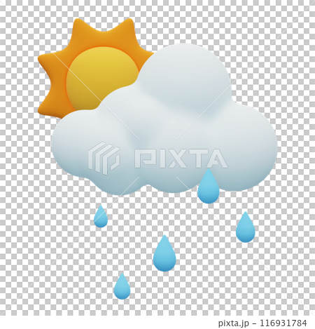 cloudy weather with rain drops 3D graphic 116931784