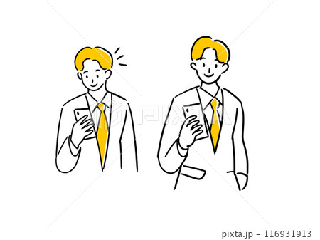 スマホを持った男性ビジネスマン スマホを持った男性ビジネスマン 116931913