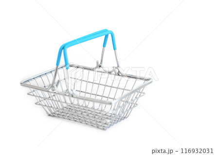 Symbolic of shopping online, the empty mini basket on white background. 116932031