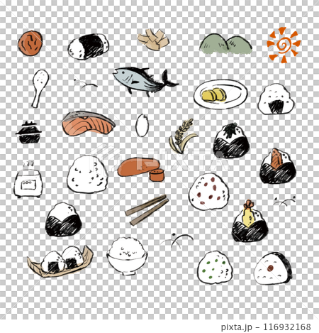 Hand-drawn rice ball illustration set 116932168