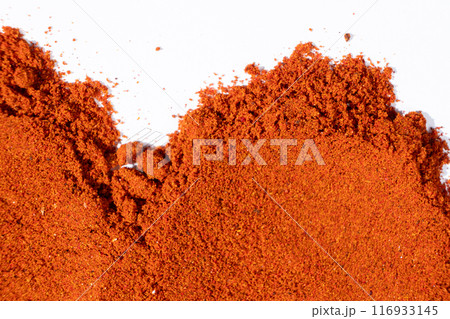 Red Cooking Background Spice Paprika, Top View, Space for Text 116933145