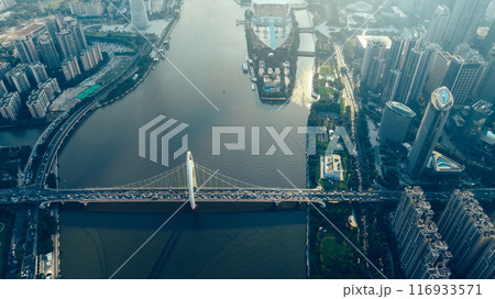 Aerial view of night landscape in Guangzhou city, China 116933571