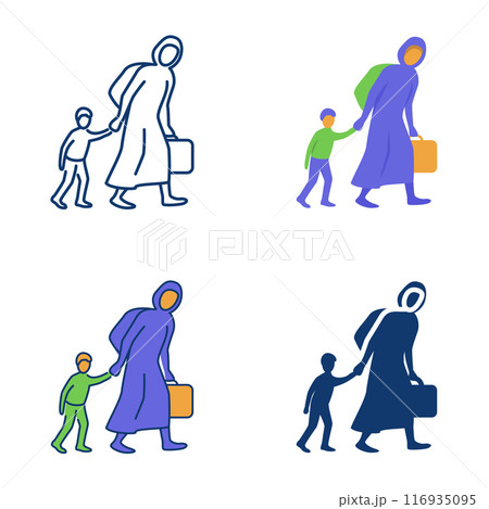 Migrants or refugees icon set Migrants or refugees icon set 116935095