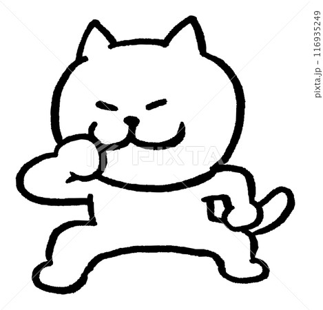 色々なスポーツをする目が細いかわいい白猫キャラ 色々なスポーツをする目が細いかわいい白猫キャラ 116935249