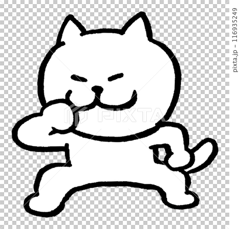 色々なスポーツをする目が細いかわいい白猫キャラ 色々なスポーツをする目が細いかわいい白猫キャラ 116935249