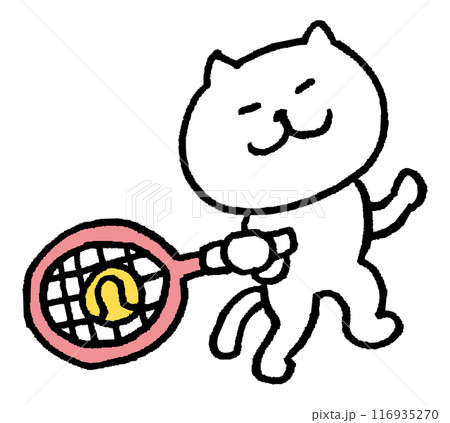 色々なスポーツをする目が細いかわいい白猫キャラ 色々なスポーツをする目が細いかわいい白猫キャラ 116935270