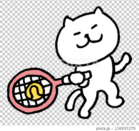 色々なスポーツをする目が細いかわいい白猫キャラ 色々なスポーツをする目が細いかわいい白猫キャラ 116935270