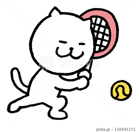 色々なスポーツをする目が細いかわいい白猫キャラ 色々なスポーツをする目が細いかわいい白猫キャラ 116935271